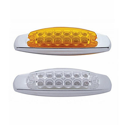 12 LED Reflector Rectangular Clearance Light With Bezel - Amber LEDs (Amber or Clear Lens)
