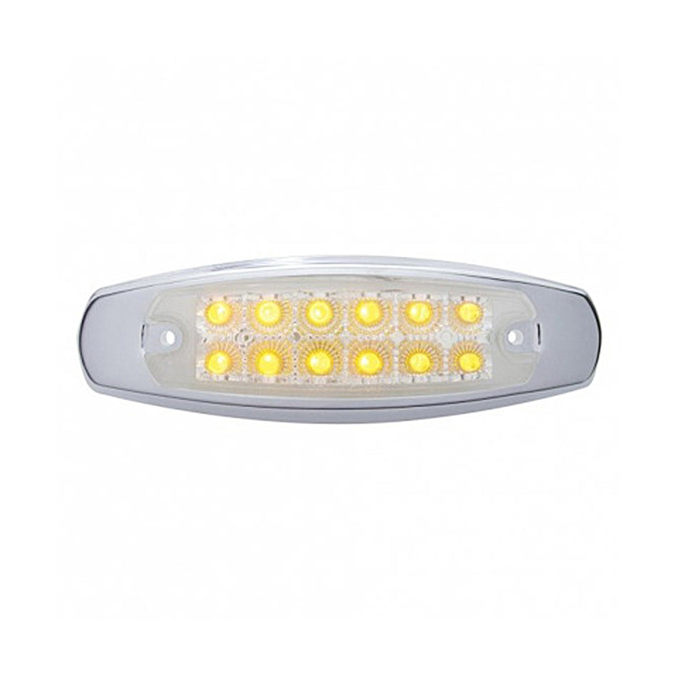 12 LED Reflector Rectangular Clearance Light With Bezel - Amber LEDs (Amber or Clear Lens)