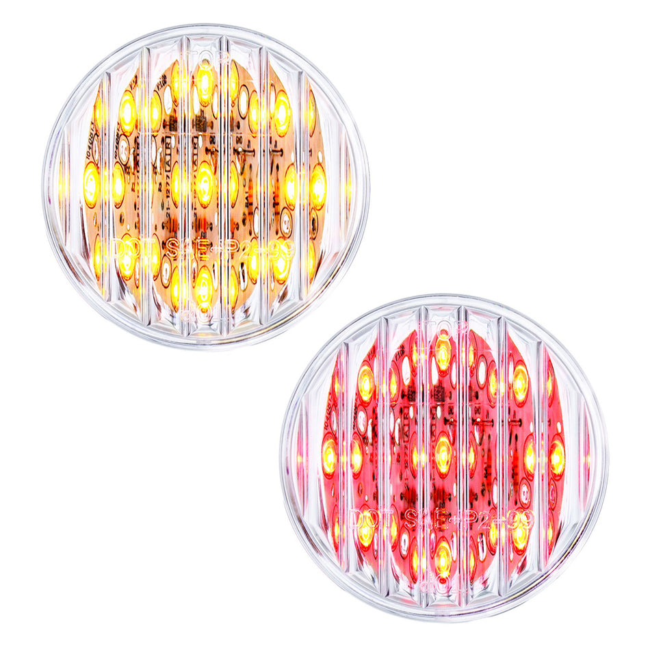 United Pacific - 9 LED 2" Round Marker Light - Amber or Red LEDs (Clear Lens)