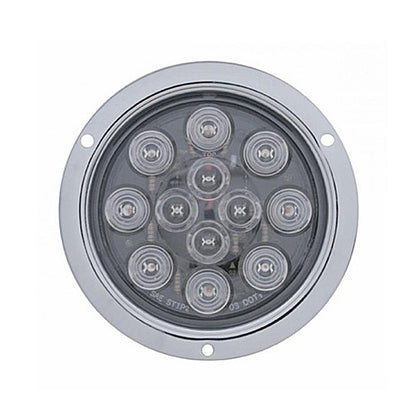 United Pacific - 12 LED 4" Round Flange Mount Stop, Turn & Tail Light - Red LEDs (Clear Lens)