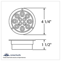 United Pacific - 12 LED 4" Round Flange Mount Stop, Turn & Tail Light - Red LEDs (Clear Lens)
