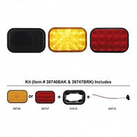 United Pacific - 15 LED Rectangular Stop, Turn & Tail Light Kit - Red LEDs (Red Lens)