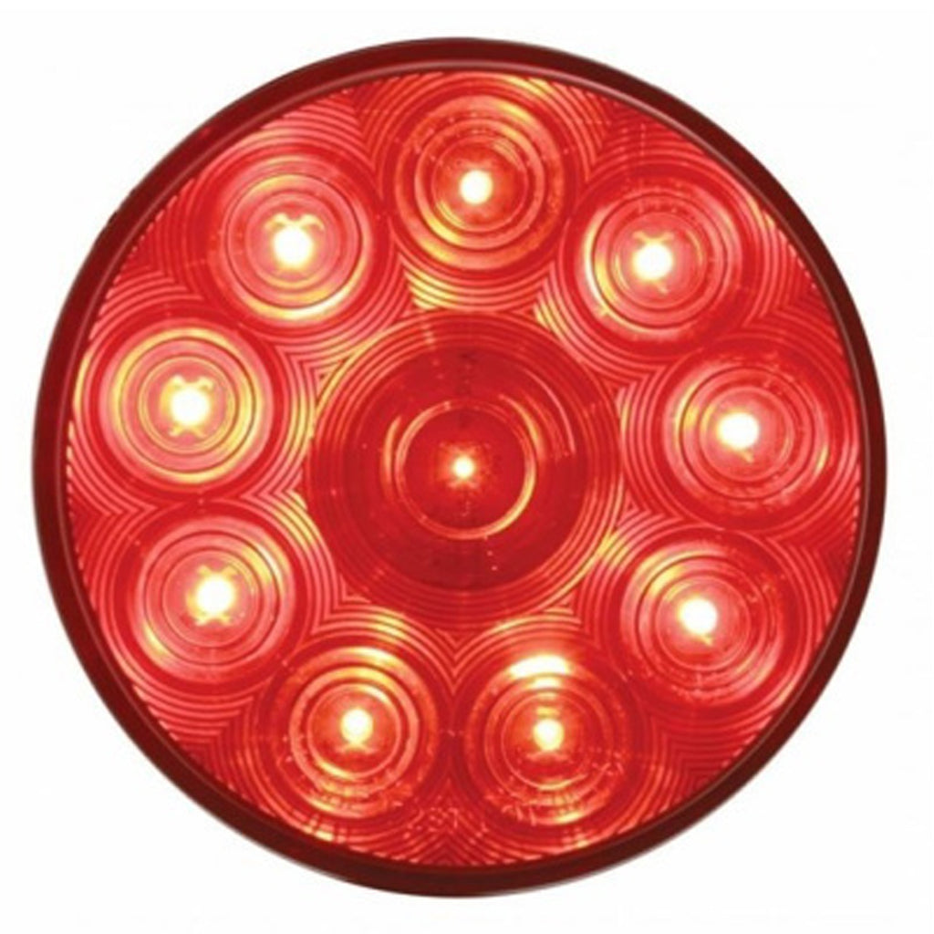 10 LED 4" Round Stop, Turn & Tail Light - Red LEDs (Red Lens) Light Only or Full Light Kit