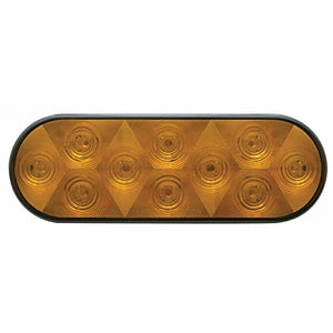 United Pacific - 10 LED 6" Oval Turn Signal Light Kit - Amber LEDs (Amber Lens)