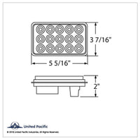 United Pacific - 15 LED Rectangular Back-Up Light - White LEDs (Clear Lens)
