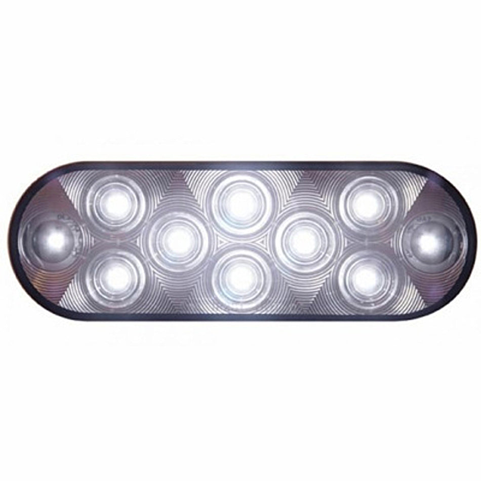United Pacific - 10 LED 6" Oval Auxiliary/Utility Light - White LEDs (Clear Lens)