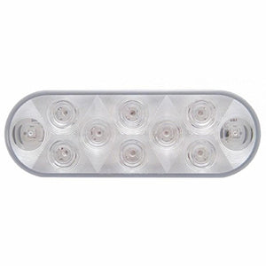 United Pacific - 10 LED 6" Oval Auxiliary/Utility Light - White LEDs (Clear Lens)