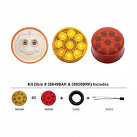 9 LED 2" Round Reflector Clearance Light - Amber or Red LEDs (Amber, Red or Clear Lens)