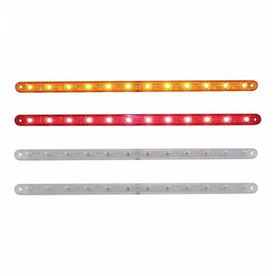12 LED 12" Ultra Slim Turn Signal Light Bar Only - Amber or Red LEDs (Amber, Red or Clear Lens)