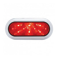 10 LED 6" Oval Flange Mount Stop, Turn & Tail Light With Bezel - Red or Amber LEDs (Red or Amber Lens)