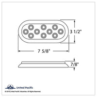 10 LED 6" Oval Flange Mount Stop, Turn & Tail Light With Bezel - Red or Amber LEDs (Red or Amber Lens)
