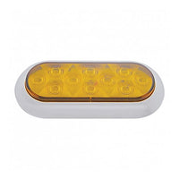 10 LED 6" Oval Flange Mount Stop, Turn & Tail Light With Bezel - Red or Amber LEDs (Red or Amber Lens)