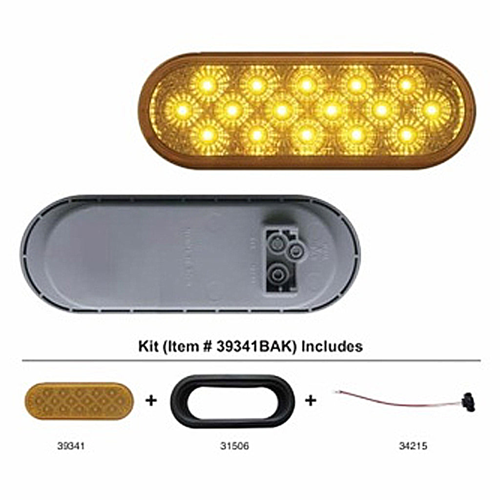 16 LED 6" Oval Reflector Turn Signal Light Kit - Amber LEDs (Amber Lens)