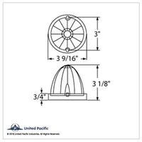 United Pacific - 13 LED Watermelon Truck-Lite Style Cab Light - Amber LEDs (Amber Lens)