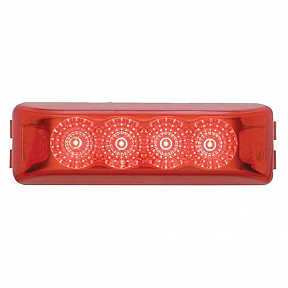 United Pacific - 4 LED Reflector Rectangular Clearance Light - Red LEDs (Red Lens)
