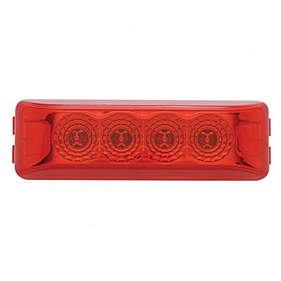 United Pacific - 4 LED Reflector Rectangular Clearance Light - Red LEDs (Red Lens)