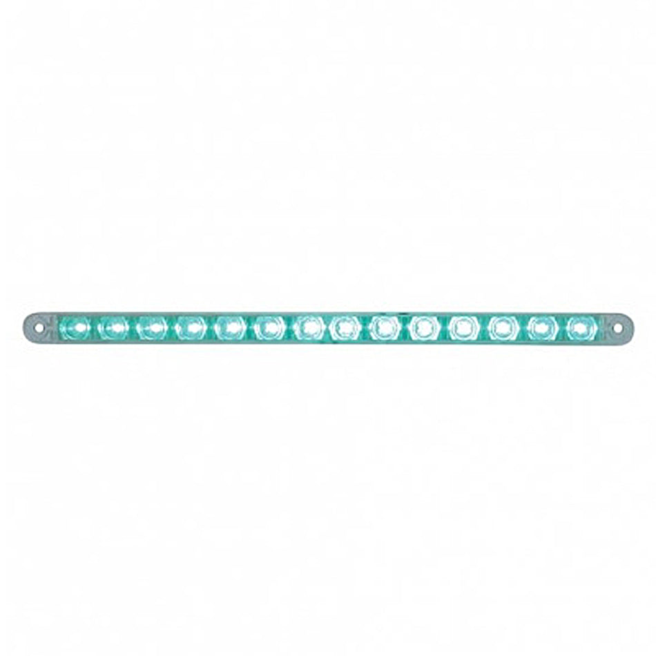 United Pacific - 14 LED 12" Auxiliary Strip Light - Green LEDs (Clear Lens)