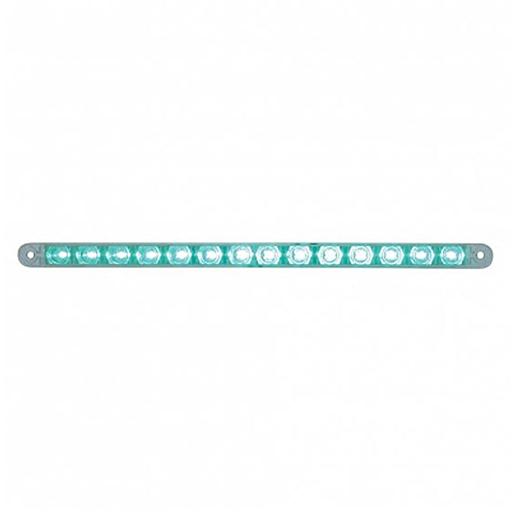 United Pacific - 14 LED 12" Auxiliary Strip Light - Green LEDs (Clear Lens)