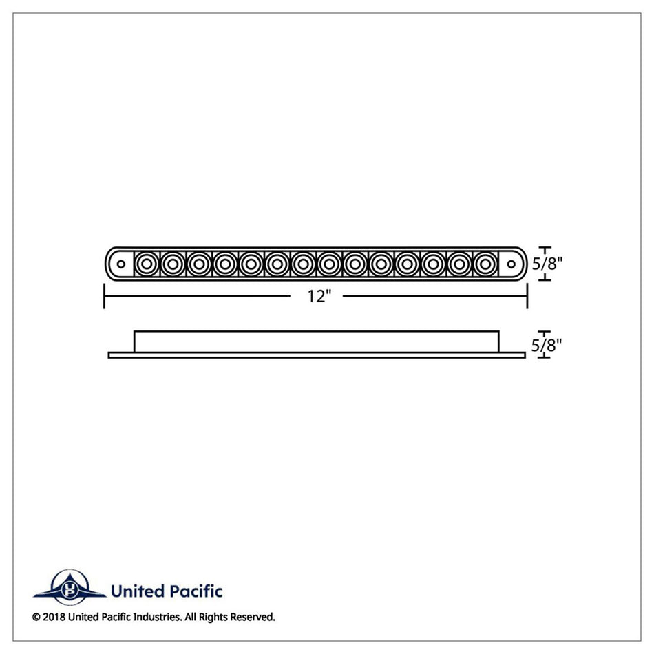 United Pacific - 14 LED 12" Auxiliary Strip Light - Green LEDs (Clear Lens)
