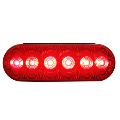 6 LED Oval Stop, Turn & Tail Light - Red LEDs (Red Lens) Light Only or Full Light Kit