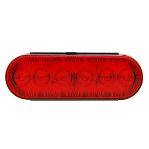 6 LED Oval Stop, Turn & Tail Light - Red LEDs (Red Lens) Light Only or Full Light Kit