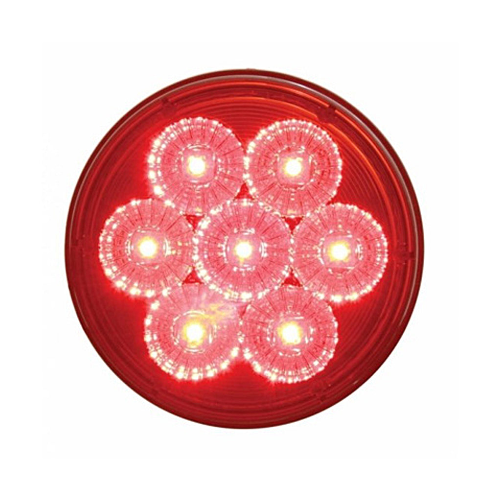 7 LEDs 4" Round Reflector Stop/Turn/Tail Light (Red LEDs/Red Lens) Light Only or Full Light Kit