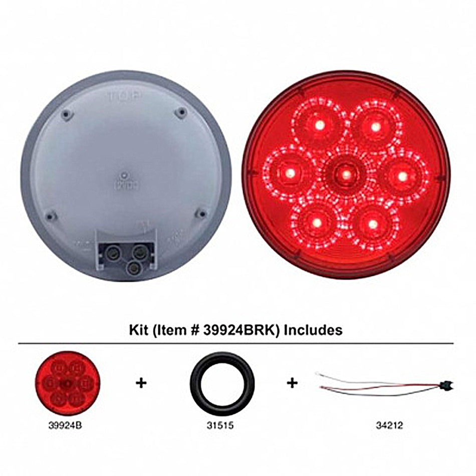7 LEDs 4" Round Reflector Stop/Turn/Tail Light (Red LEDs/Red Lens) Light Only or Full Light Kit