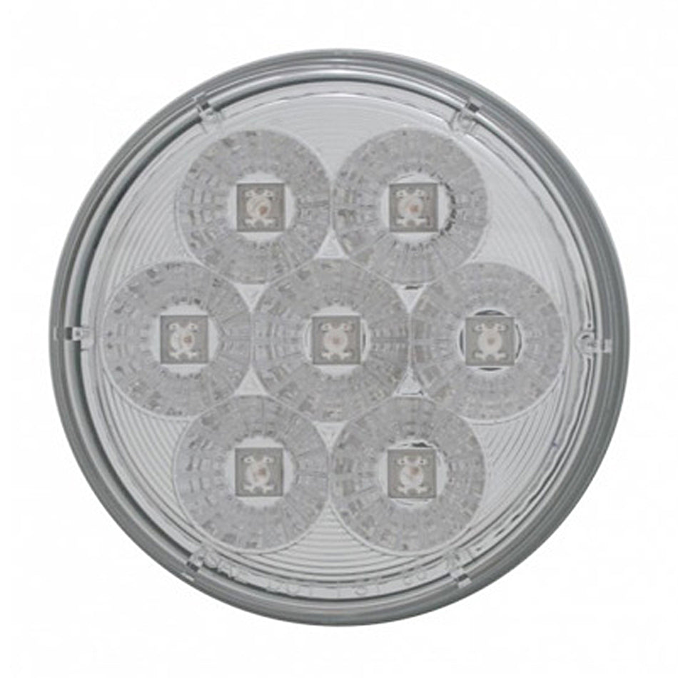 United Pacific - 7 LED 4" Round Reflector Stop, Turn & Tail Light - Red LEDs (Clear Lens)