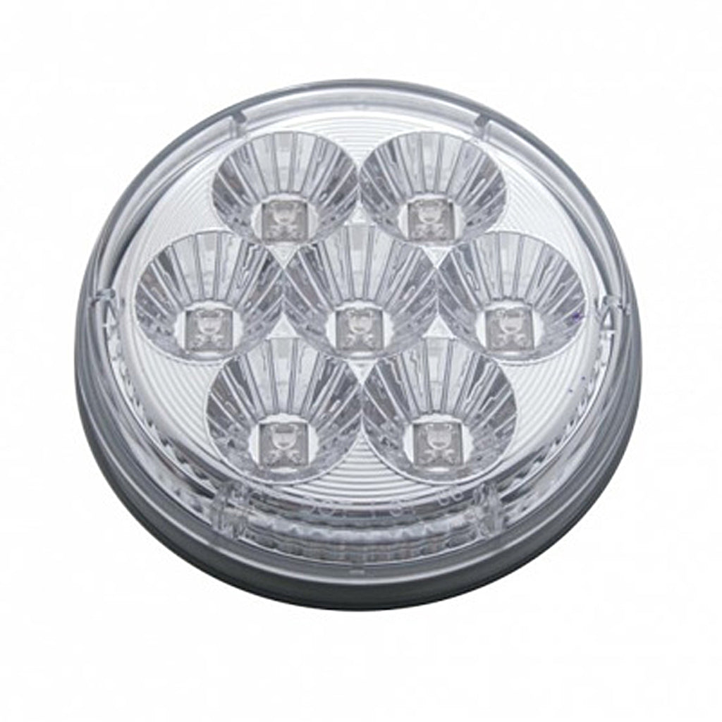 United Pacific - 7 LED 4" Round Reflector Stop, Turn & Tail Light - Red LEDs (Clear Lens)