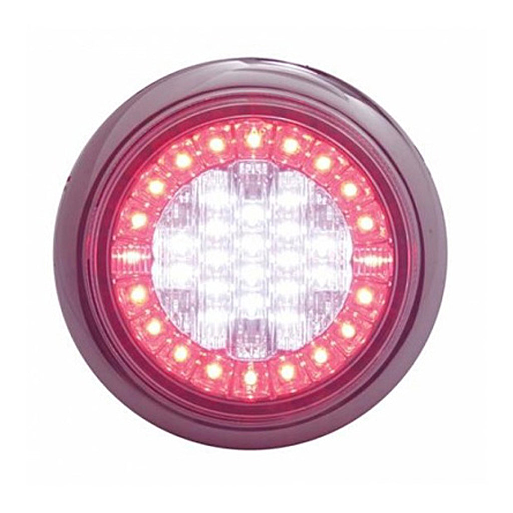38 LED Euro Style Flange Mount Stop, Turn & Tail Light - White & Red LEDs (Clear Lens)