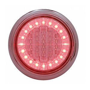 38 LED Euro Style Flange Mount Stop, Turn & Tail Light - White & Red LEDs (Clear Lens)