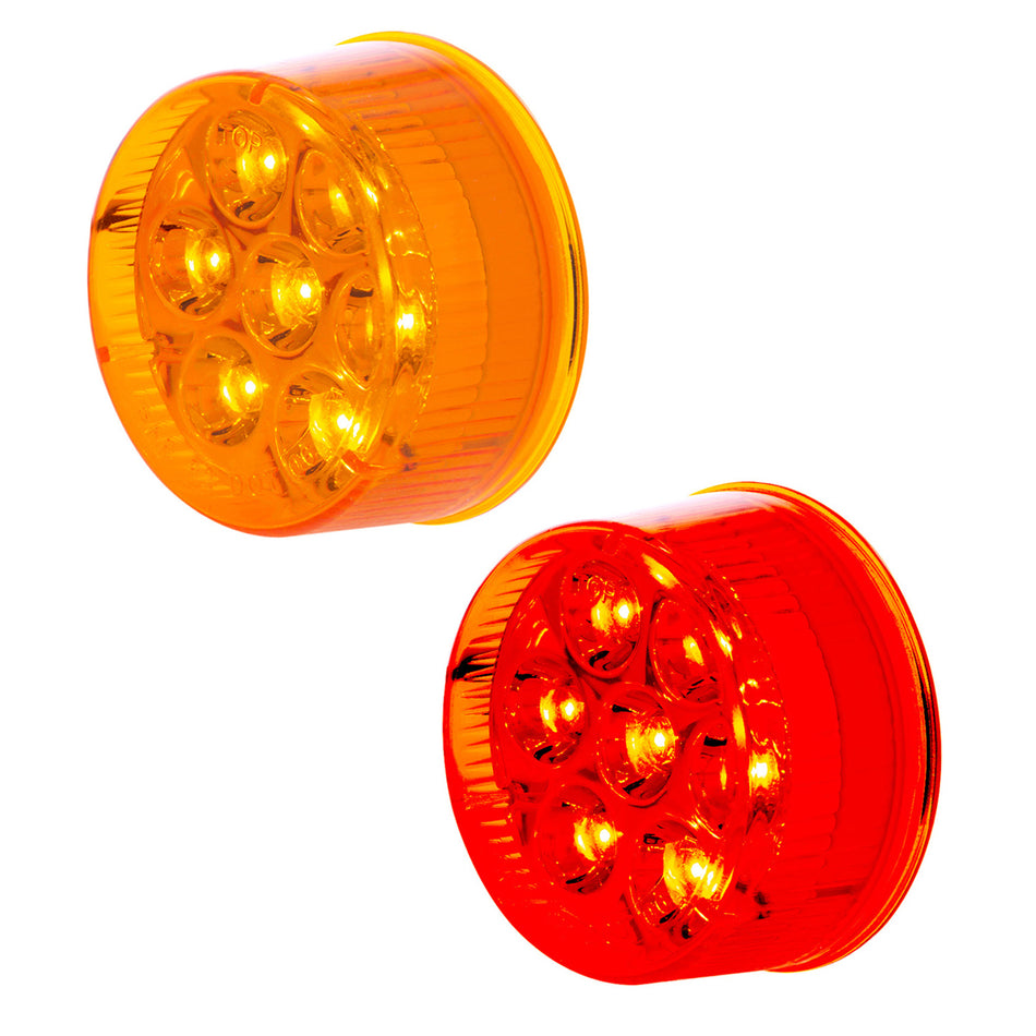 7 LED 2" Round Clearance Light - Amber or Red LEDs (Amber or Red Lens) Light Only or Full Light Kit