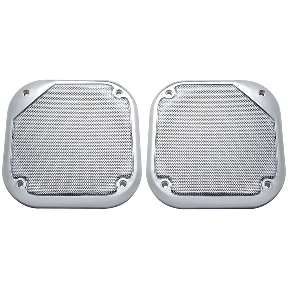 Chrome 5-1/2" Square Speaker Cover For Various Freightliner & Kenworth Models (Pair)