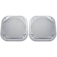 Chrome 5-1/2" Square Speaker Cover For Various Freightliner & Kenworth Models (Pair)
