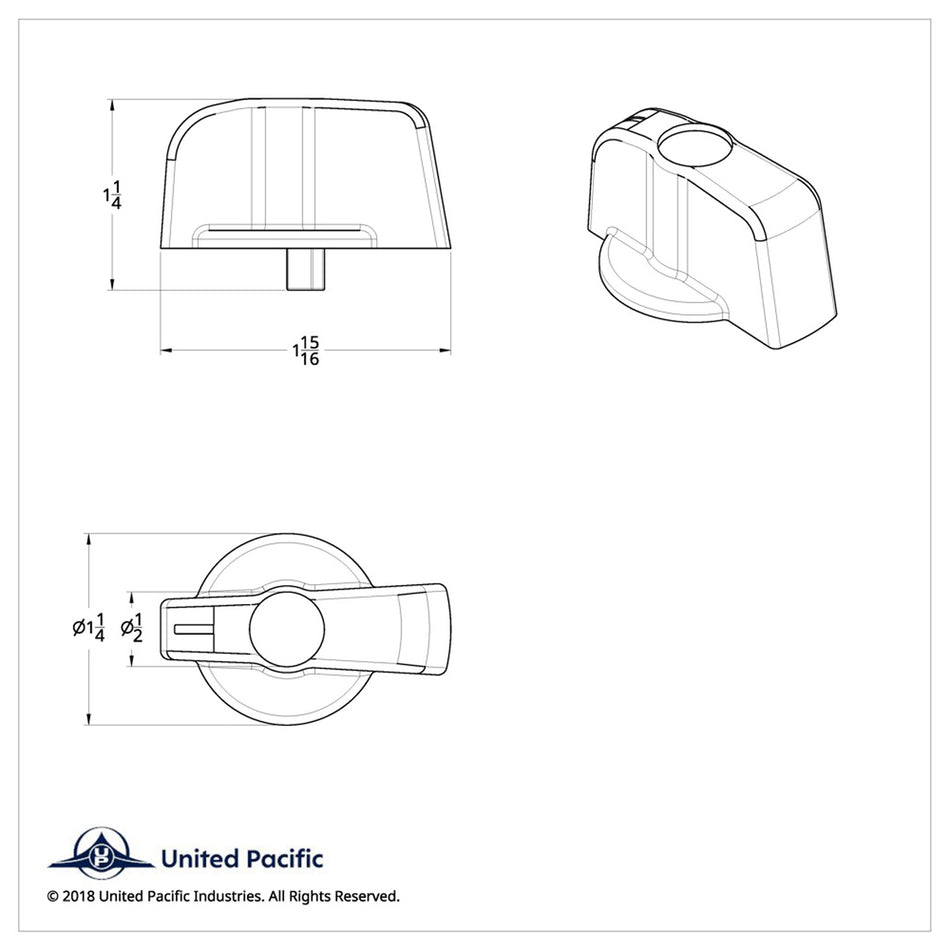 United Pacific - Freightliner A/C Knob (Older Model) - Indented