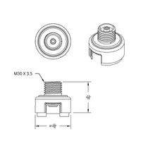 M30X3.5 Thread-On Gearshift Knob Chrome Mounting Adapter For Eaton Fuller Style 13/15/18 Speed (Vertical)