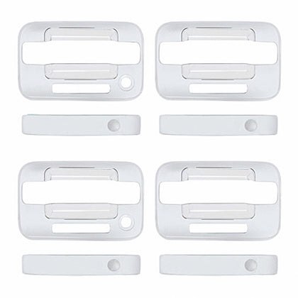 Chrome Door Handle Cover Set For 2004+ Ford F-150 4-Door Models With Keyless Entry