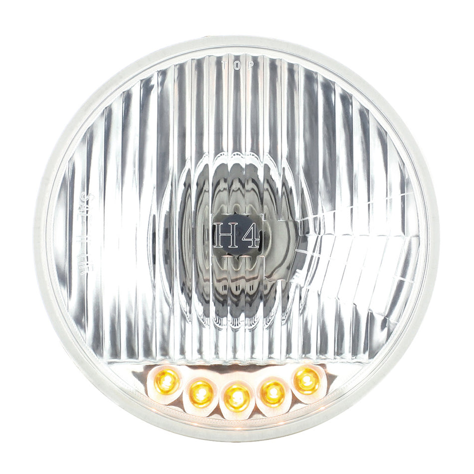 United Pacific - 5-3/4" Crystal Halogen Headlight With 5 LED Position Lights