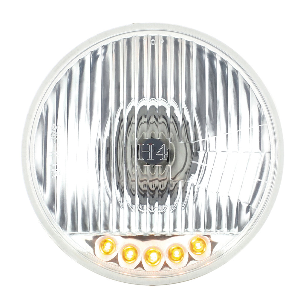 United Pacific - 5-3/4" Crystal Halogen Headlight With 5 LED Position Lights
