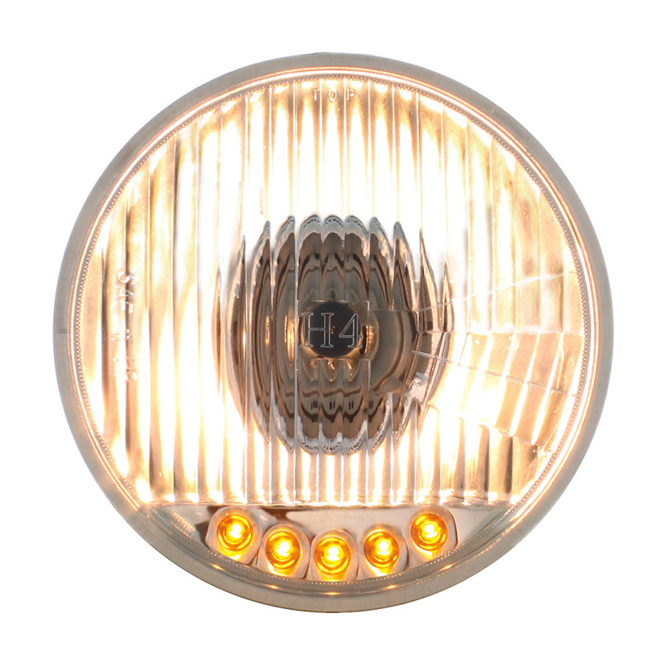 United Pacific - 5-3/4" Crystal Halogen Headlight With 5 LED Position Lights