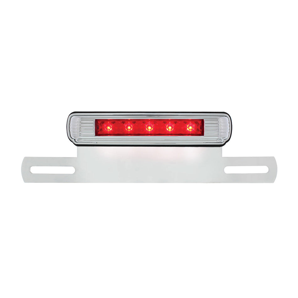 Chrome License Plate Light & Bracket With Red LED 3rd Brake Light (Various Colors)