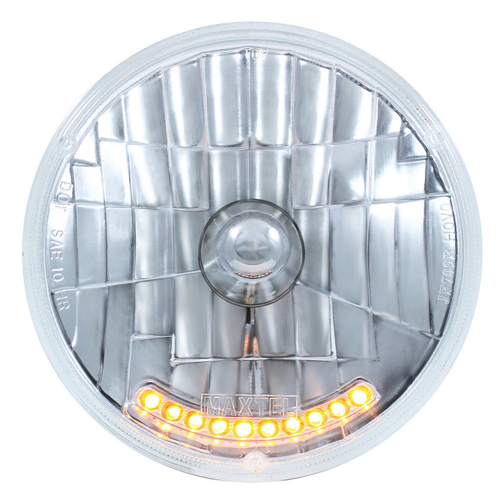 United Pacific - 7" Crystal Headlight w 10 Amber LED Position Lights