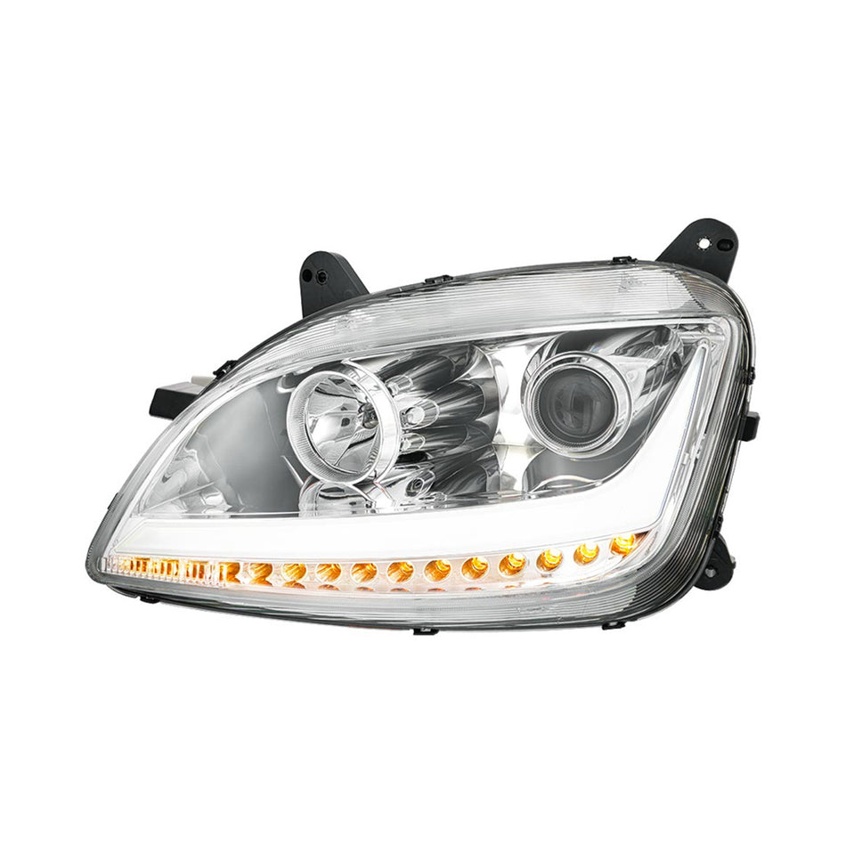Chrome or Black Projection Headlight With LED Position Light & Sequential Signal For 2012-2021 Peterbilt 579 (Driver or Passenger Side)