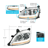 Chrome or Black Projection Headlight With LED Position Light & Sequential Signal For 2012-2021 Peterbilt 579 (Driver or Passenger Side)