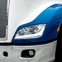 Chrome or Black Projection Headlight With LED Position Light & Sequential Signal For 2012-2021 Peterbilt 579 (Driver or Passenger Side)