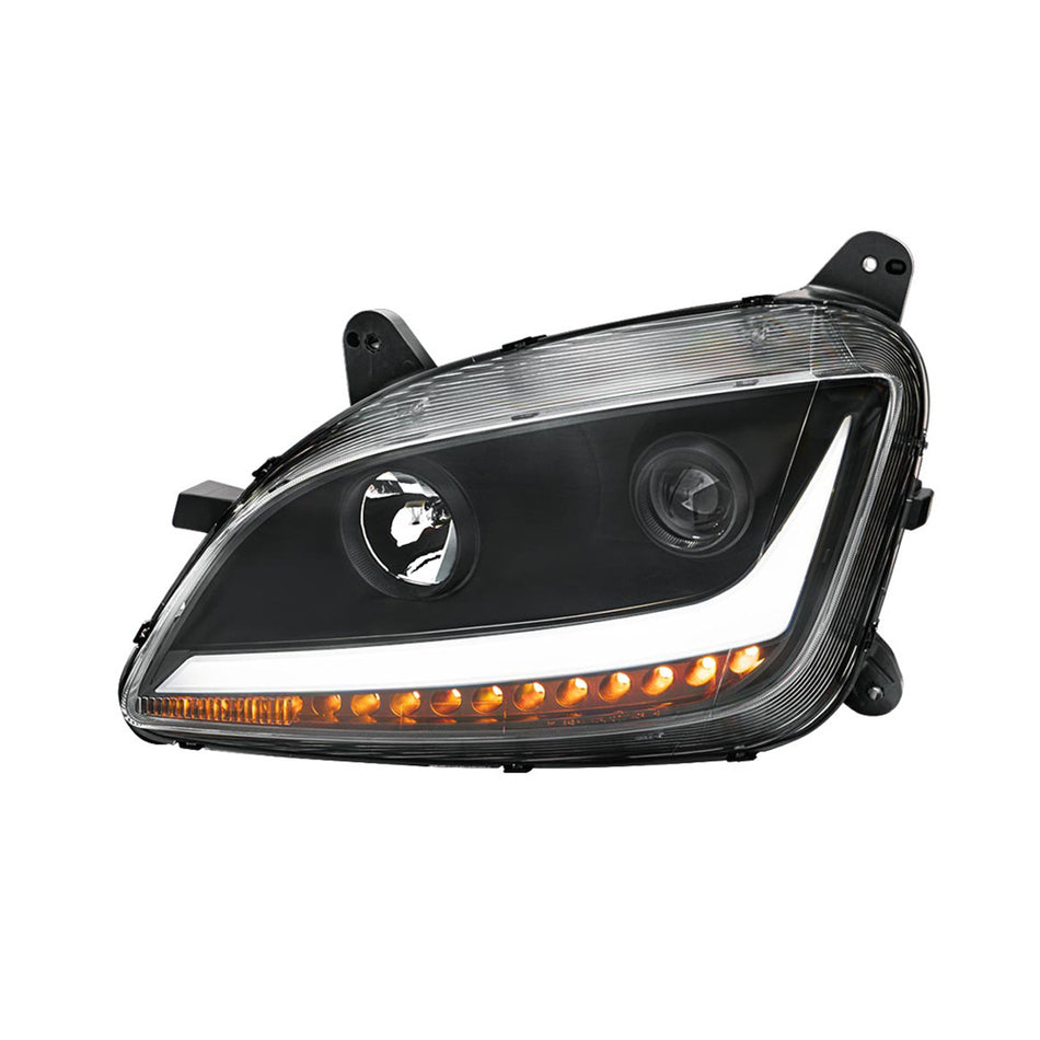 Chrome or Black Projection Headlight With LED Position Light & Sequential Signal For 2012-2021 Peterbilt 579 (Driver or Passenger Side)