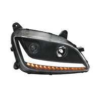 Chrome or Black Projection Headlight With LED Position Light & Sequential Signal For 2012-2021 Peterbilt 579 (Driver or Passenger Side)