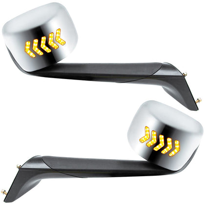 Hood Mirror Assembly w LED Lights On Mirror Cover & Glass For 2018-2024 Cascadia - Heated (Driver or Passenger Side)