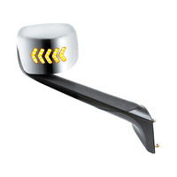 Hood Mirror Assembly w LED Lights On Mirror Cover & Glass For 2018-2024 Cascadia - Heated (Driver or Passenger Side)