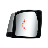 Chrome Plastic Hood Mirror Assembly With Sequential LED Turn Signals For 2018-2024 International LT (Driver or Passenger Side)